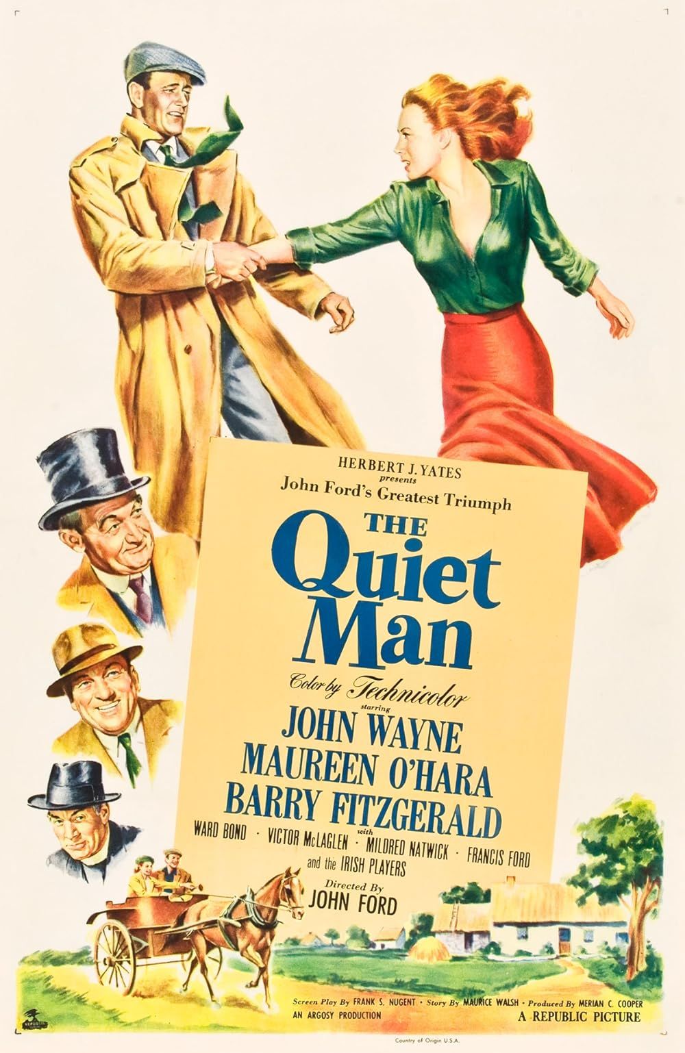 Official poster for The Quiet Man starring John Wayne and Maureen O'Hara