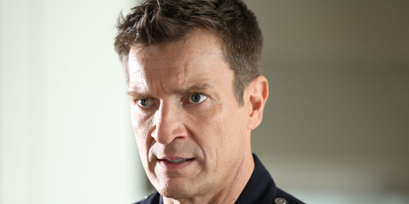 Nathan Fillion making a confused face as John Nolan in The Rookie Season 6.