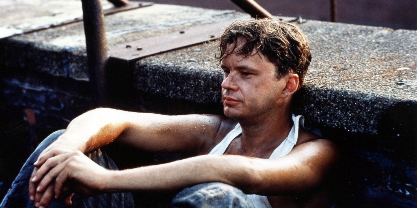 Andy sitting and looking ahead in The Shawshank Redemption?