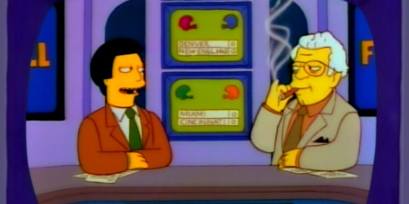 Two newscasters talk in The Simpsons