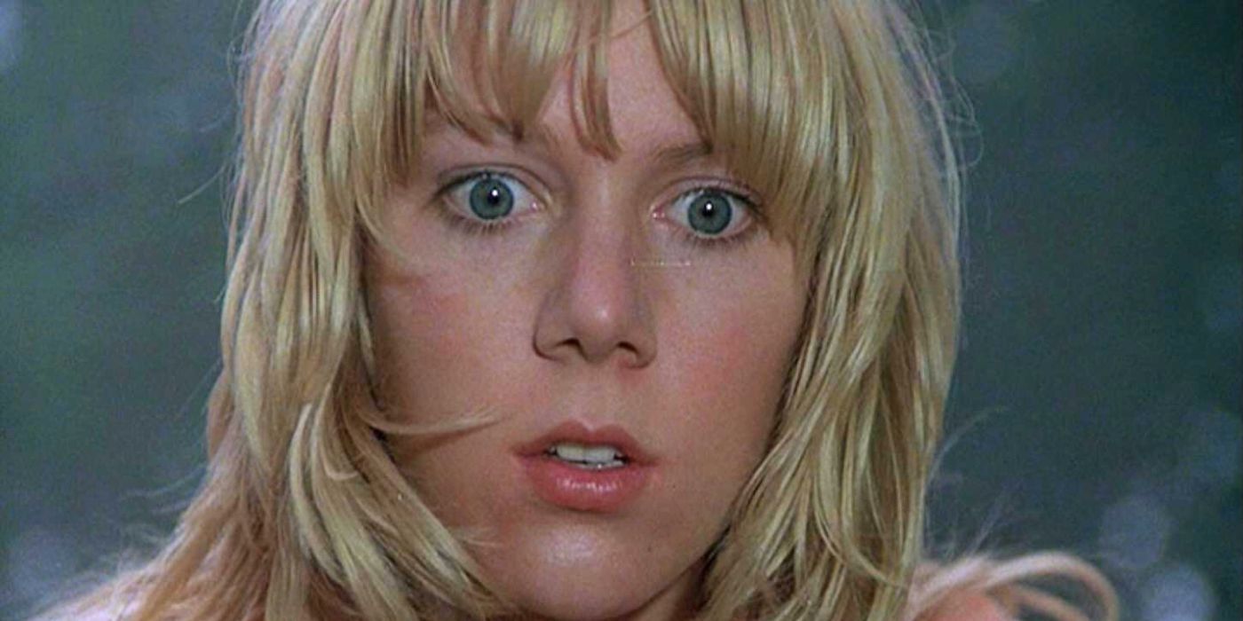 A close-up of Lynn-Holly Johnson looking frightened in The Watcher in the Woods