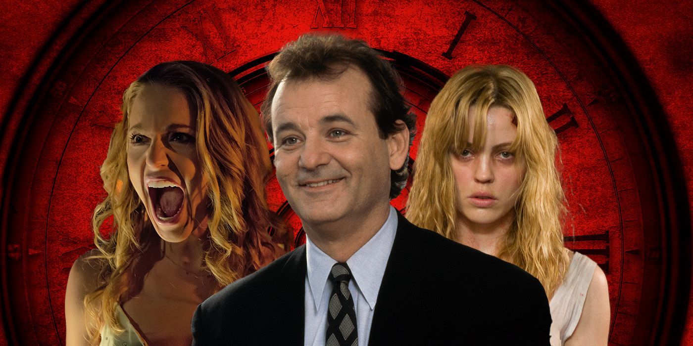 Feature image of Bill Murray, Melissa George and Jessica Rothe with a menacing clock background