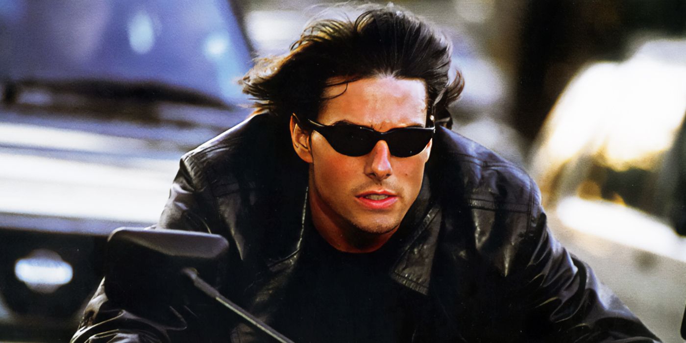 Ethan Hunt riding a motorcycle in Mission: Impossible 2