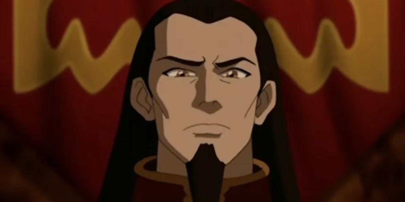 Daniel Dae Fire Lord Ozai voiced by Mark Hamill stares intently at something in Avatar: The Last Airbender.