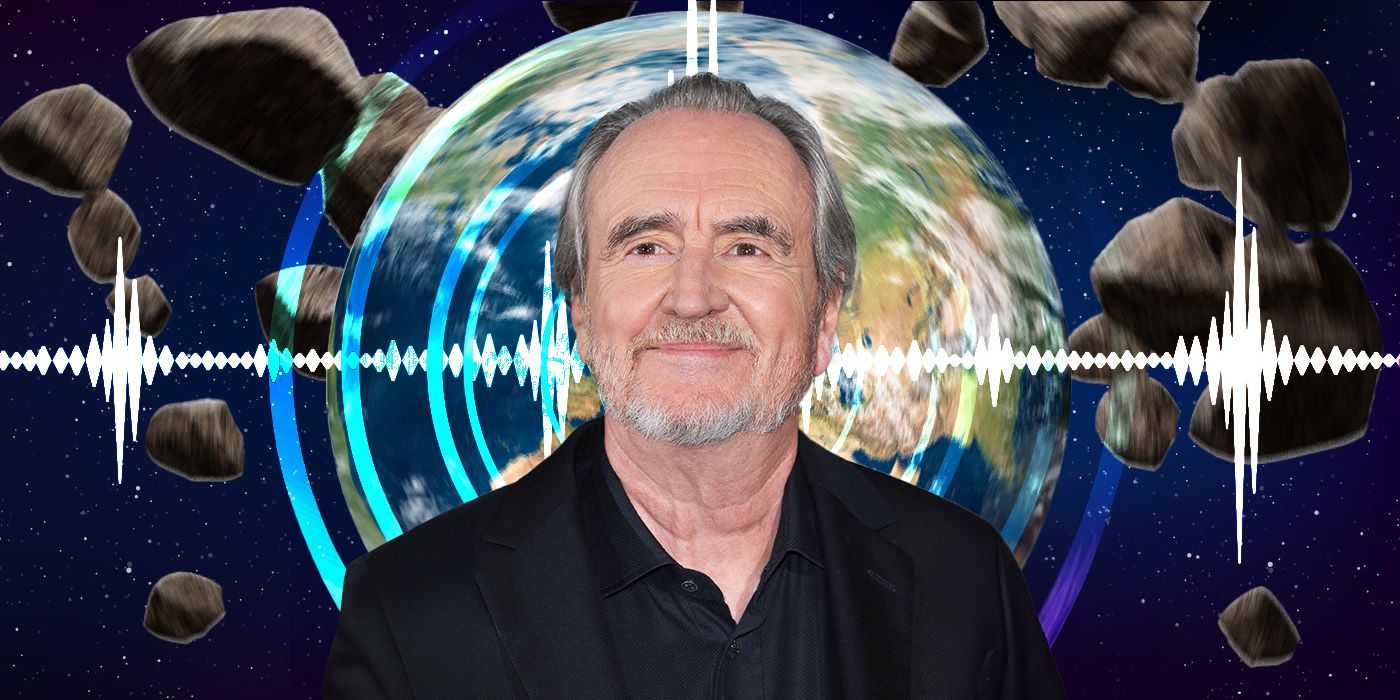 Feature image of Wes Craven with a seismic reading and Earth in the background