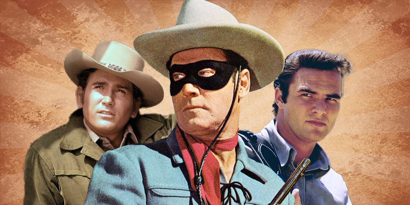 Michael Landon from Bonanza, Clayton Moore from The Lone Ranger, and Burt Reynolds in Gunsmoke