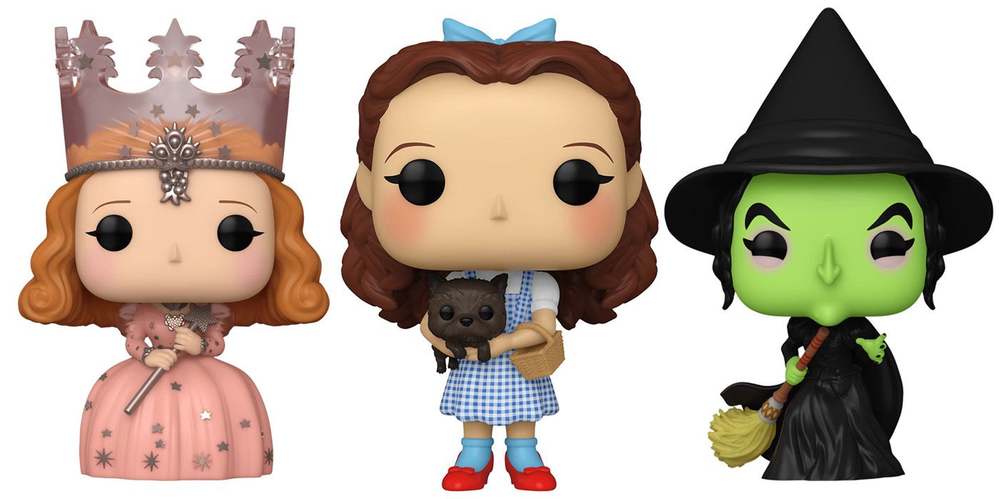 Funko Pops of Glinda, Dorothy, and the Wicked Witch from The Wizard of Oz