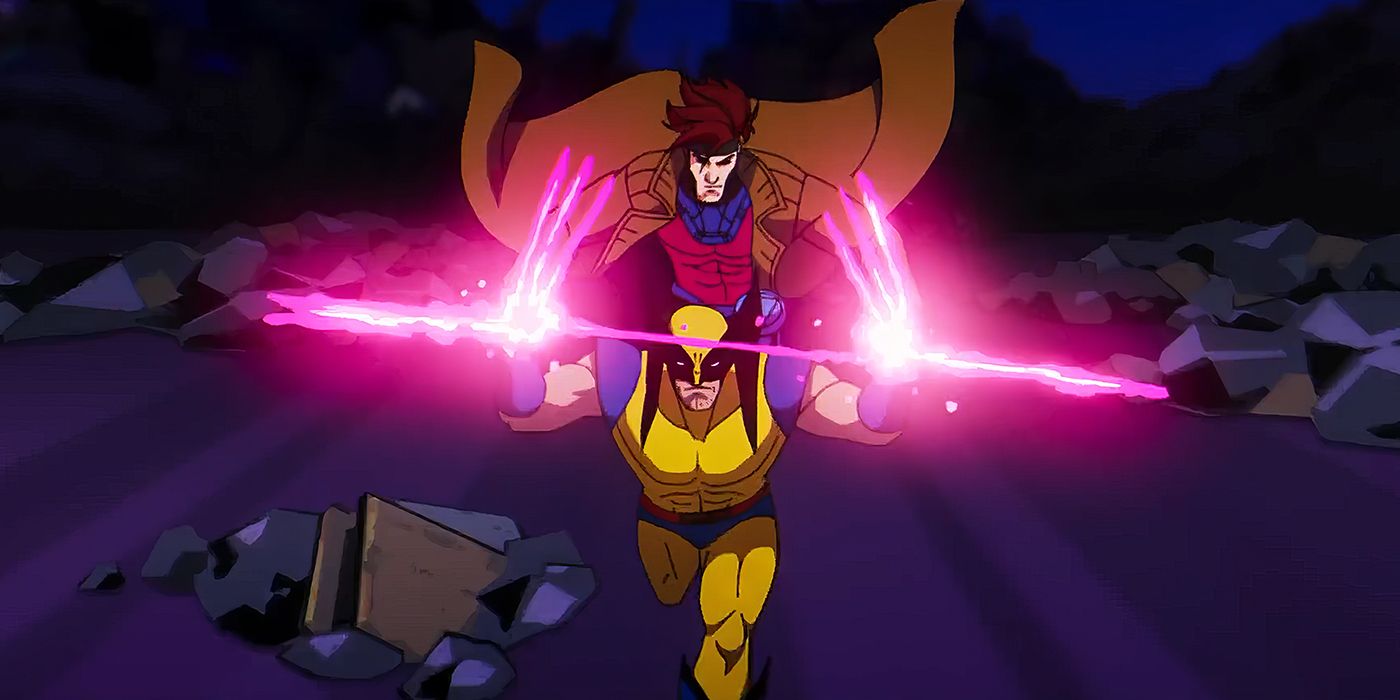 Gambit on top of Wolverine in X-Men '97