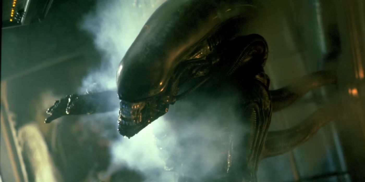 The xenomorph coming out of the smoke in Alien.