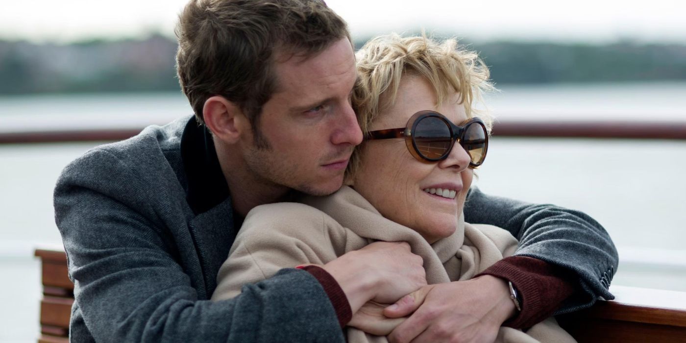 Annette Bening and Jamie Bell embrace in the movie Film Stars Dont Die in Liverpool.