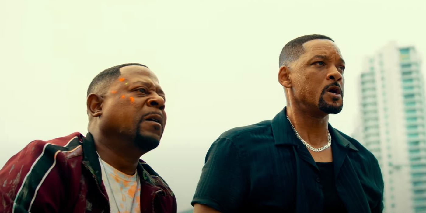 Martin Lawrence with orange paint on his face and Will Smith in Bad Boys: Ride or Die.