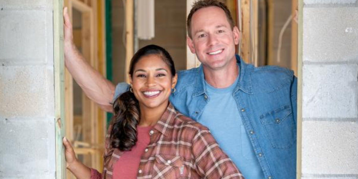 Brian and Mika Kleinschmidt smile in a doorway for House Hunters All Stars