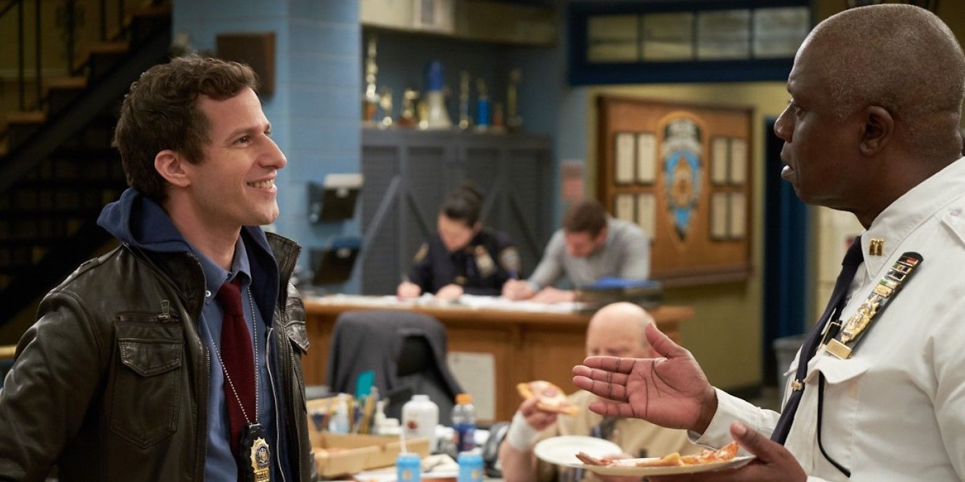 Jake (Andy Samberg) and Holt (Andre Braugher) on 'Brooklyn Nine-Nine