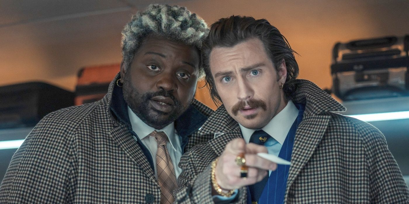 Aaron Taylor-Johnson and Brian Tyree Henry in Bullet Train 