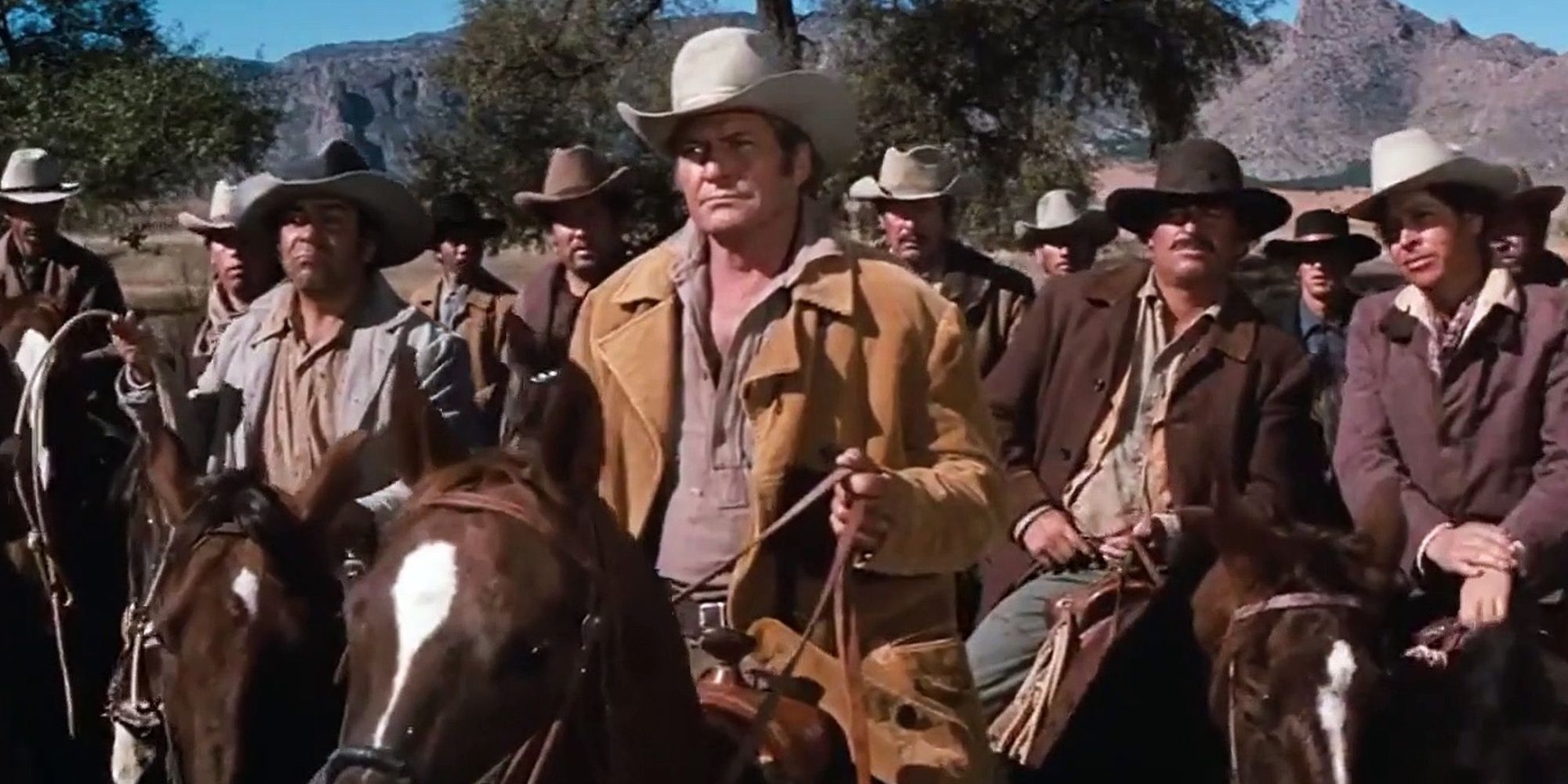 A Posse stands ground against John Wayne in Cahill US Marshal 