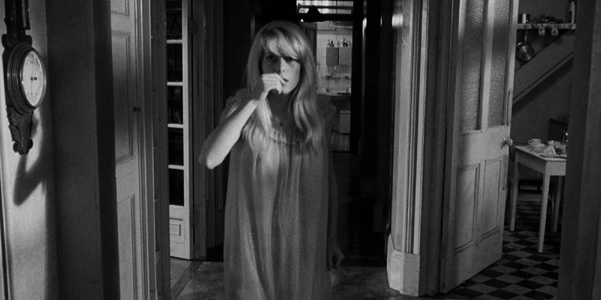 Catherine Deneuve looking shocked in Repulsion.