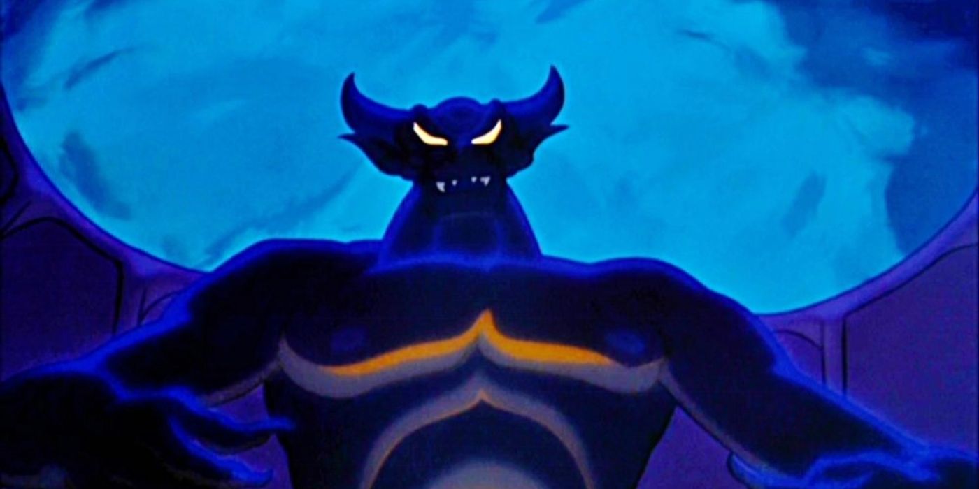 Chernabog from Disney's Fantasia, looking down menacingly with glowing eyes.