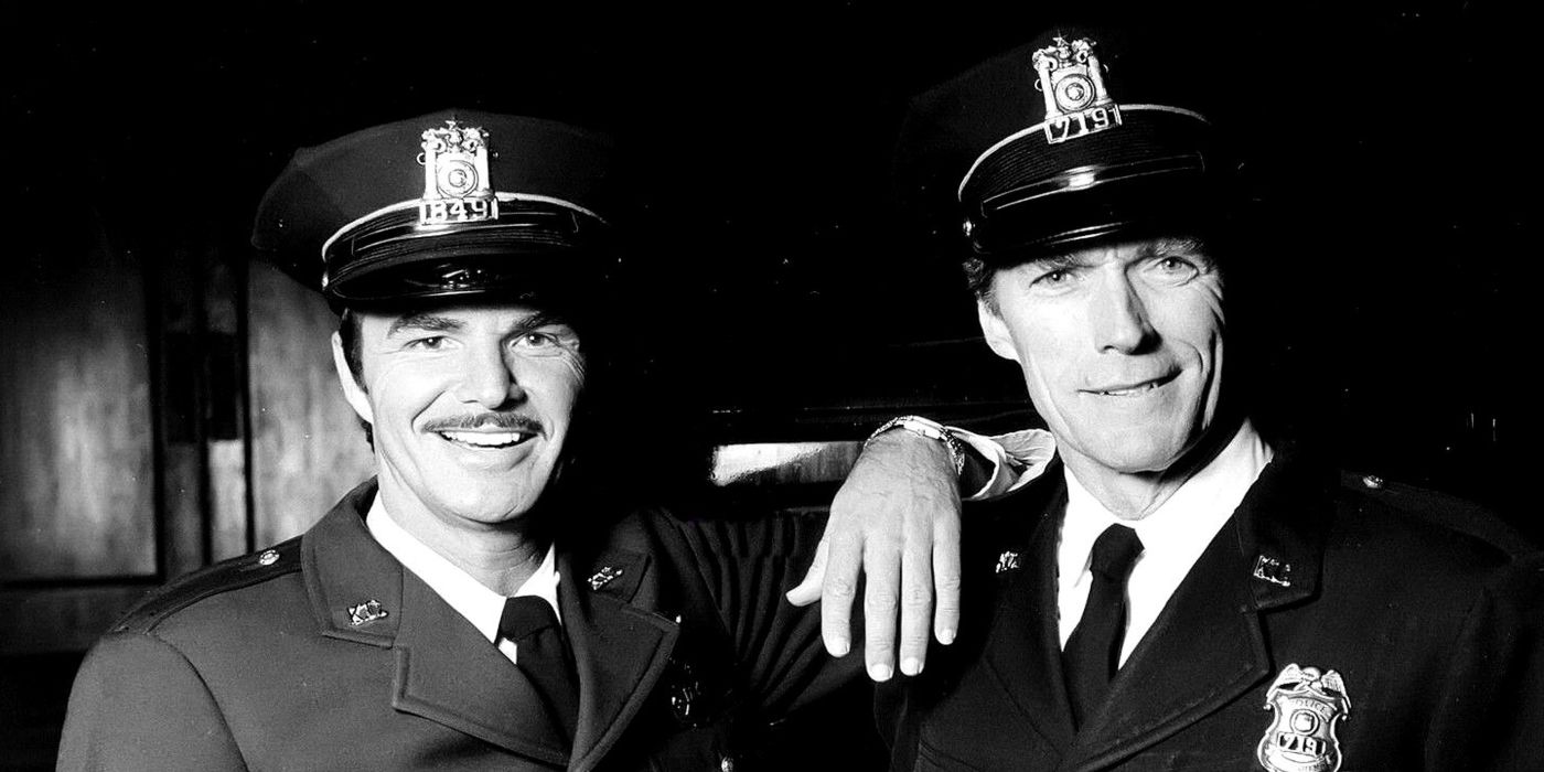 Burt Reynolds and Clint Eastwood in police uniforms in 'City Heat'.