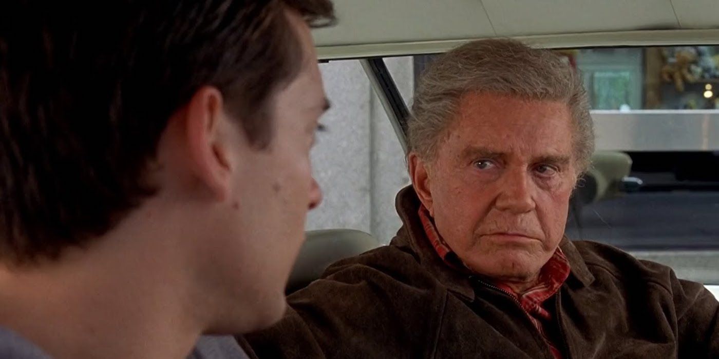 Uncle Ben talking to Peter inside a car in Spider-Man