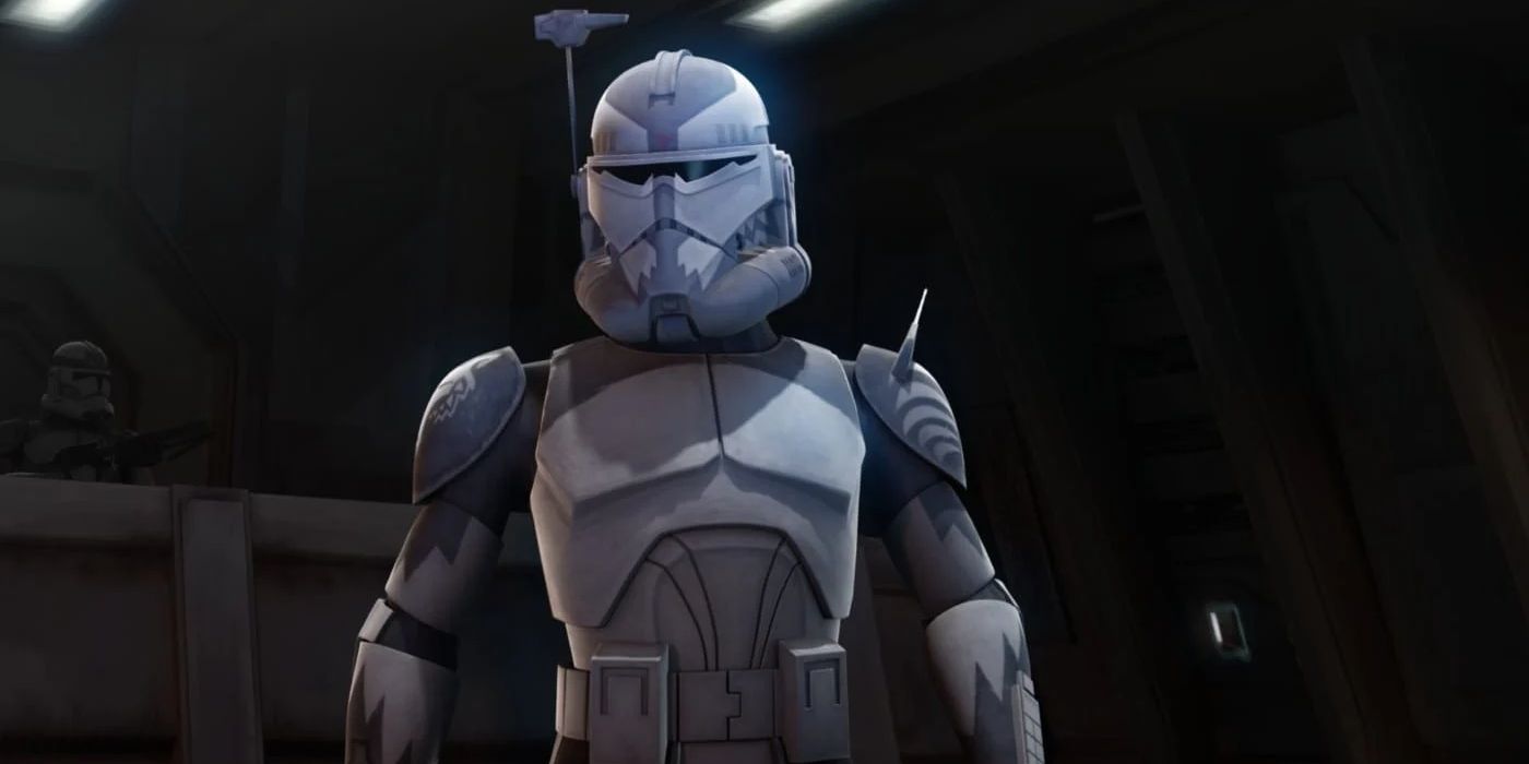 close-up of Commander Wolffe in Star Wars: The Bad Batch standing stong