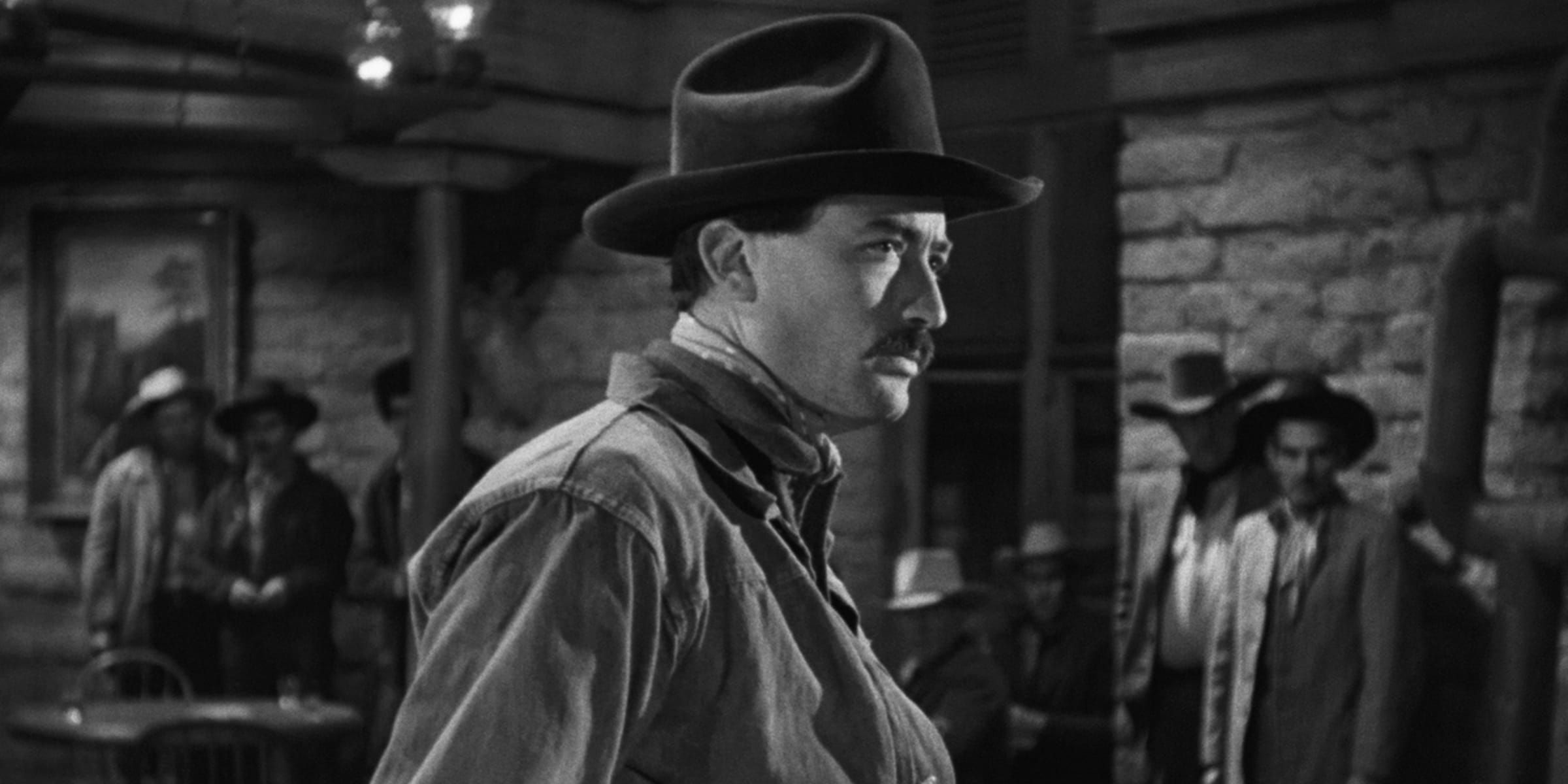 Closeup of Gregory Peck in The Gunfighter