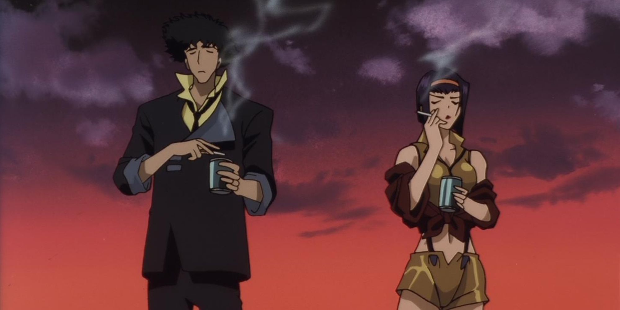 Spike and Faye walking in Cowboy Bebop