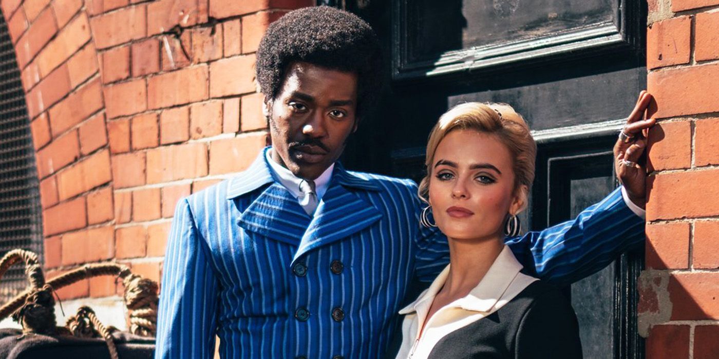 Ncuti Gatwa as The Doctor and Millie Gibson as Ruby Sunday wearing 60s outfits in Doctor Who Season 14