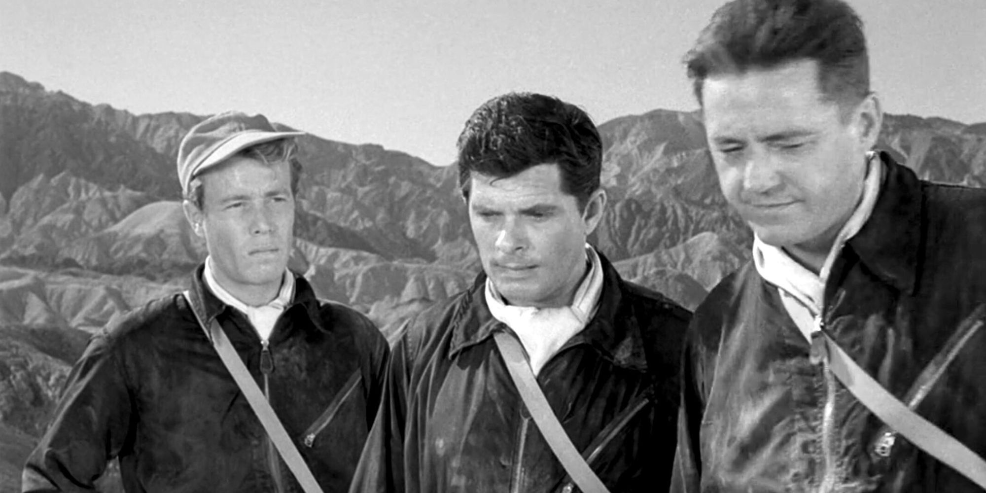 Edward Binns, Dewey Martin and Ted Otis standing next to each other in The Twilight Zone