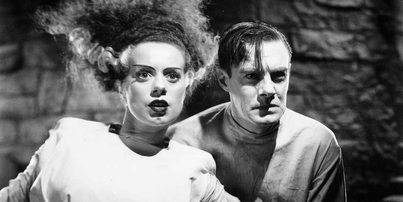 The Bride and Doctor Frankenstein looking ahead in Bride of Frankenstein