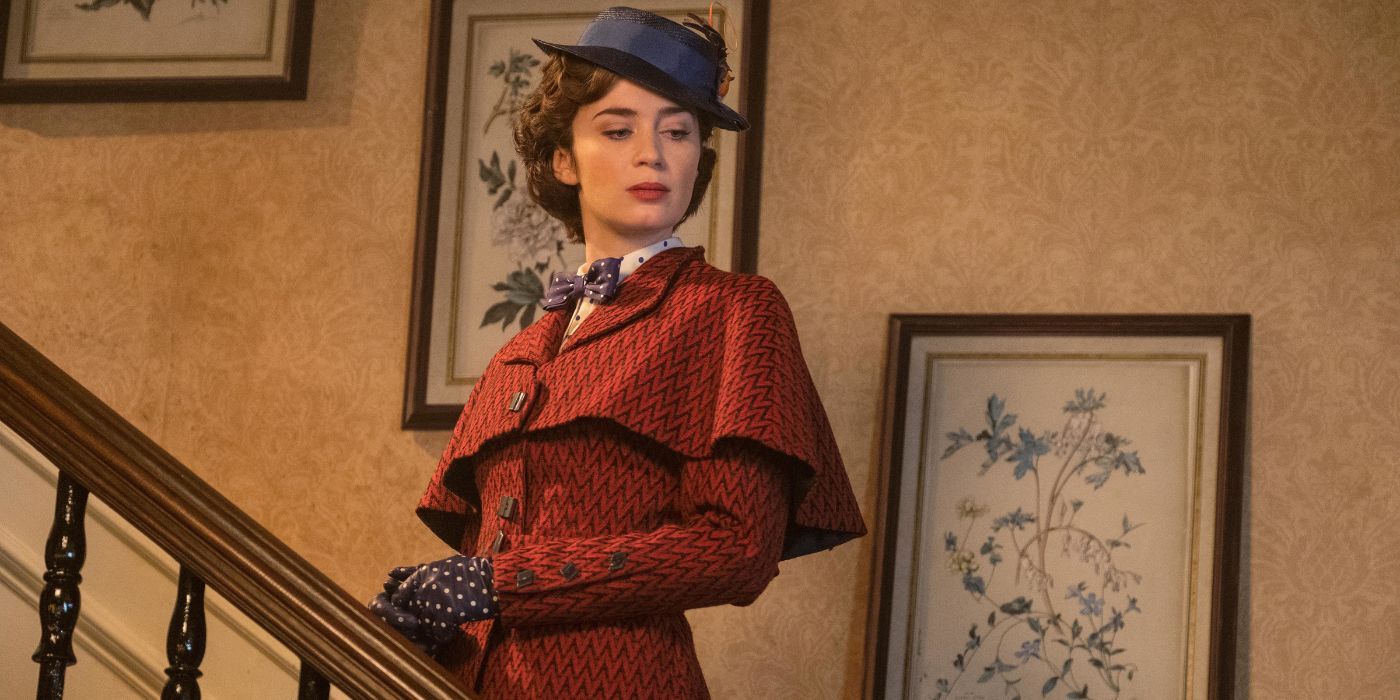 Mary Poppins with a haughty expression in Mary Poppins Returns