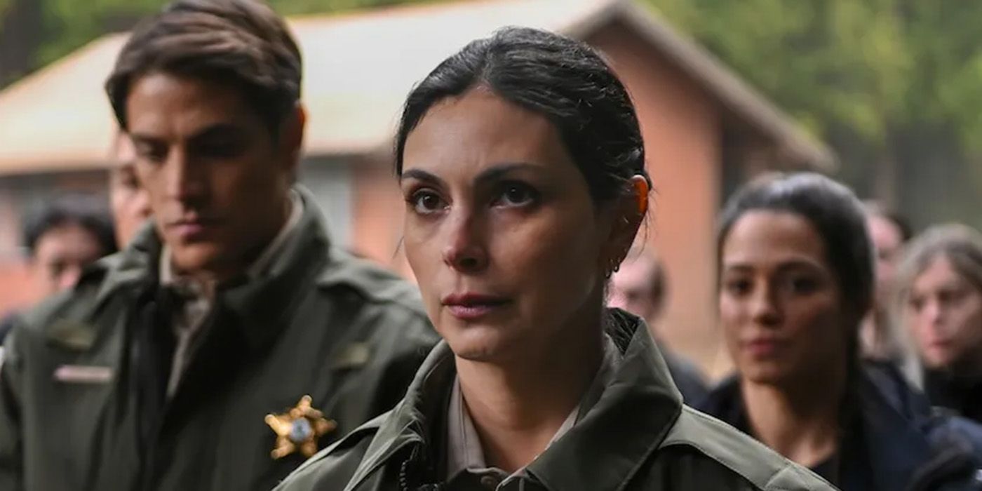 Morena Baccarin looking concerned in Fire Country Season 2 