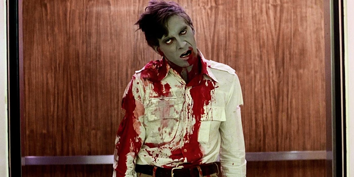 A zombie inside an elevator in Dawn of the Dead