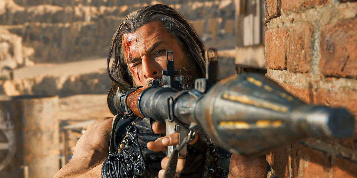 Chris Hemsworth aiming a bazooka in Furiosa: A Mad Max Saga