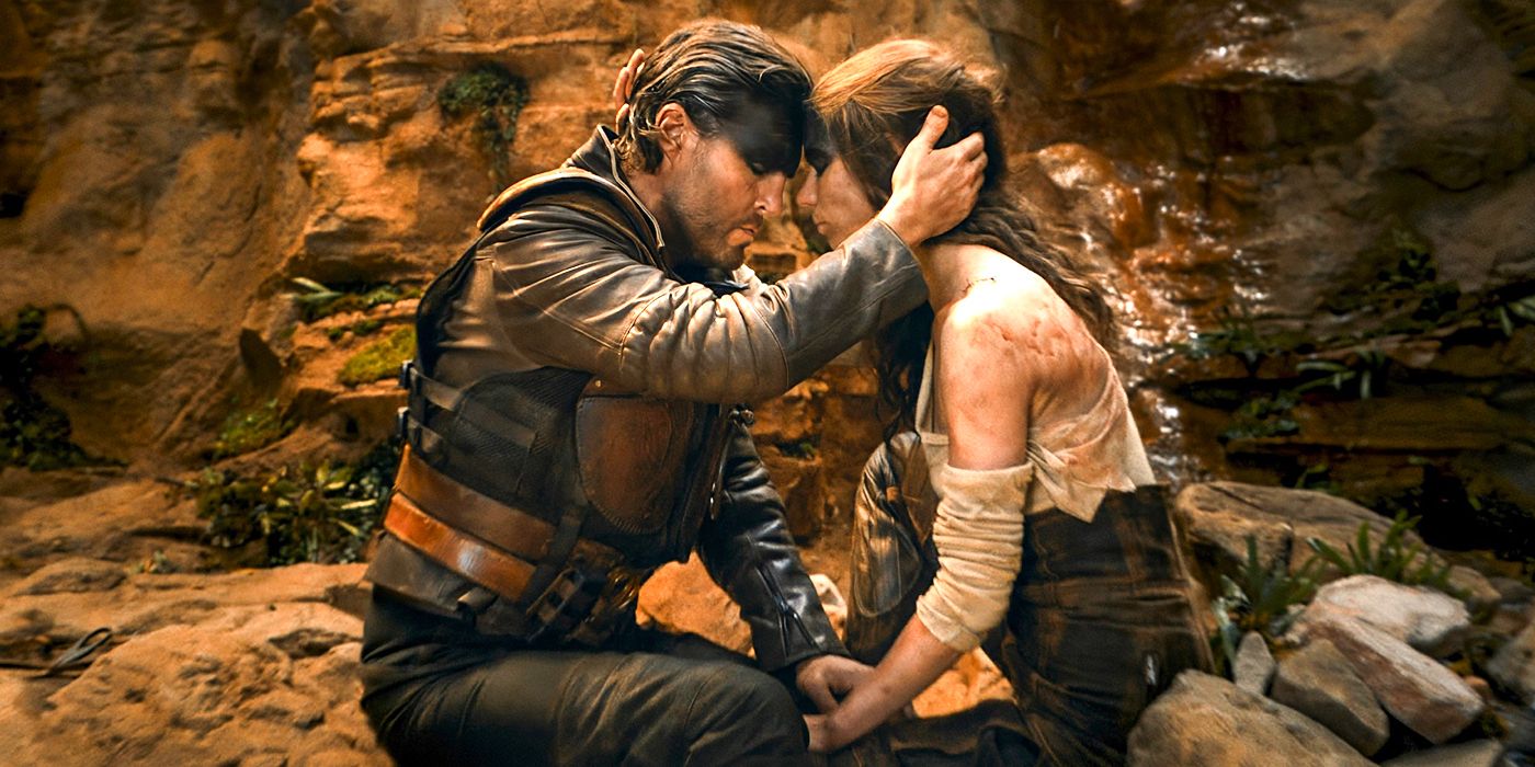 Tom Burke and Anya Taylor Joy forehead to forehead in Furiosa: A Mad Max Saga