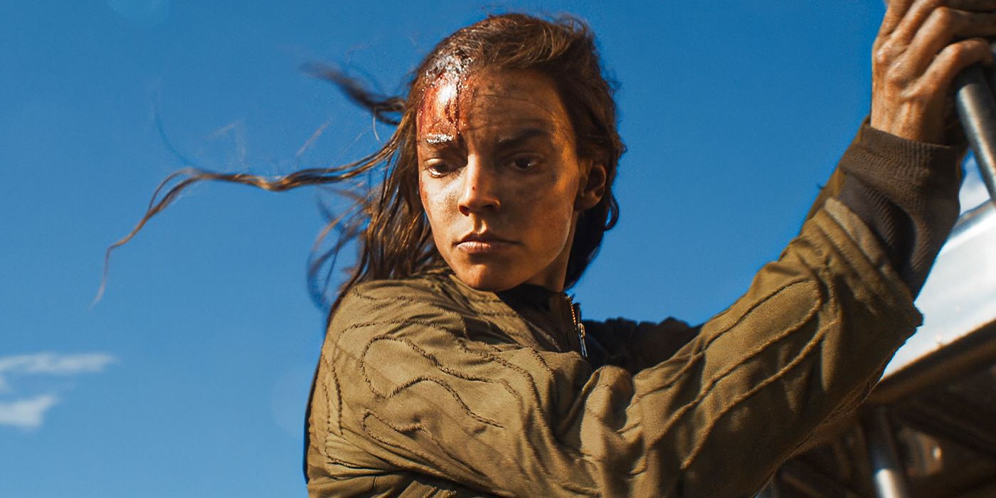 Anya Taylor Joy with blood on her head in Furiosa: A Mad Max Saga