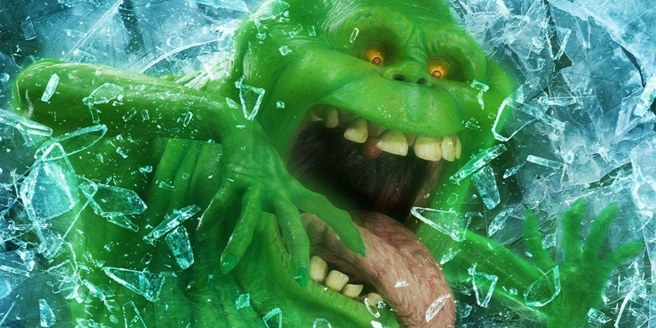 Slimer breaking through ice from the promo poster for Ghostbusters: Frozen Empire