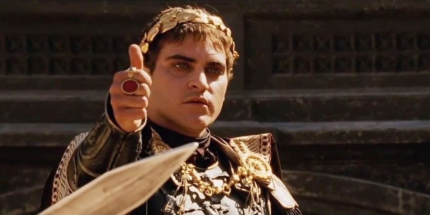Joaquin Phoenix giving the thumbs up in Gladiator