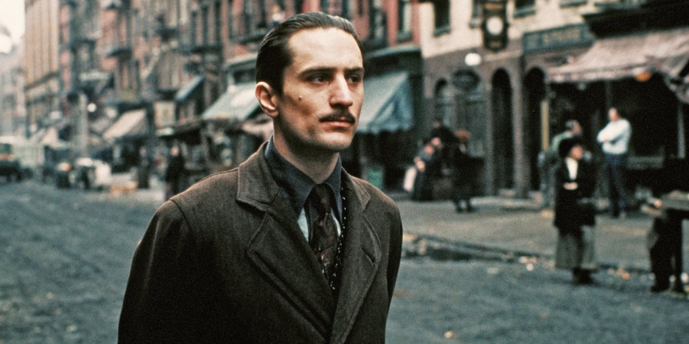 Robert De Niro as a young Vito Corleone, walking down the street in The Godfather Part II