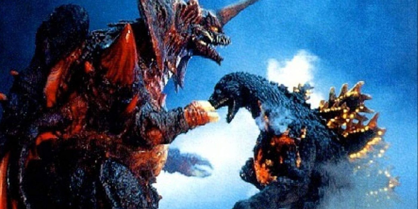 The final battle between Godzilla and Destoryah in Godzilla vs. Destroyah