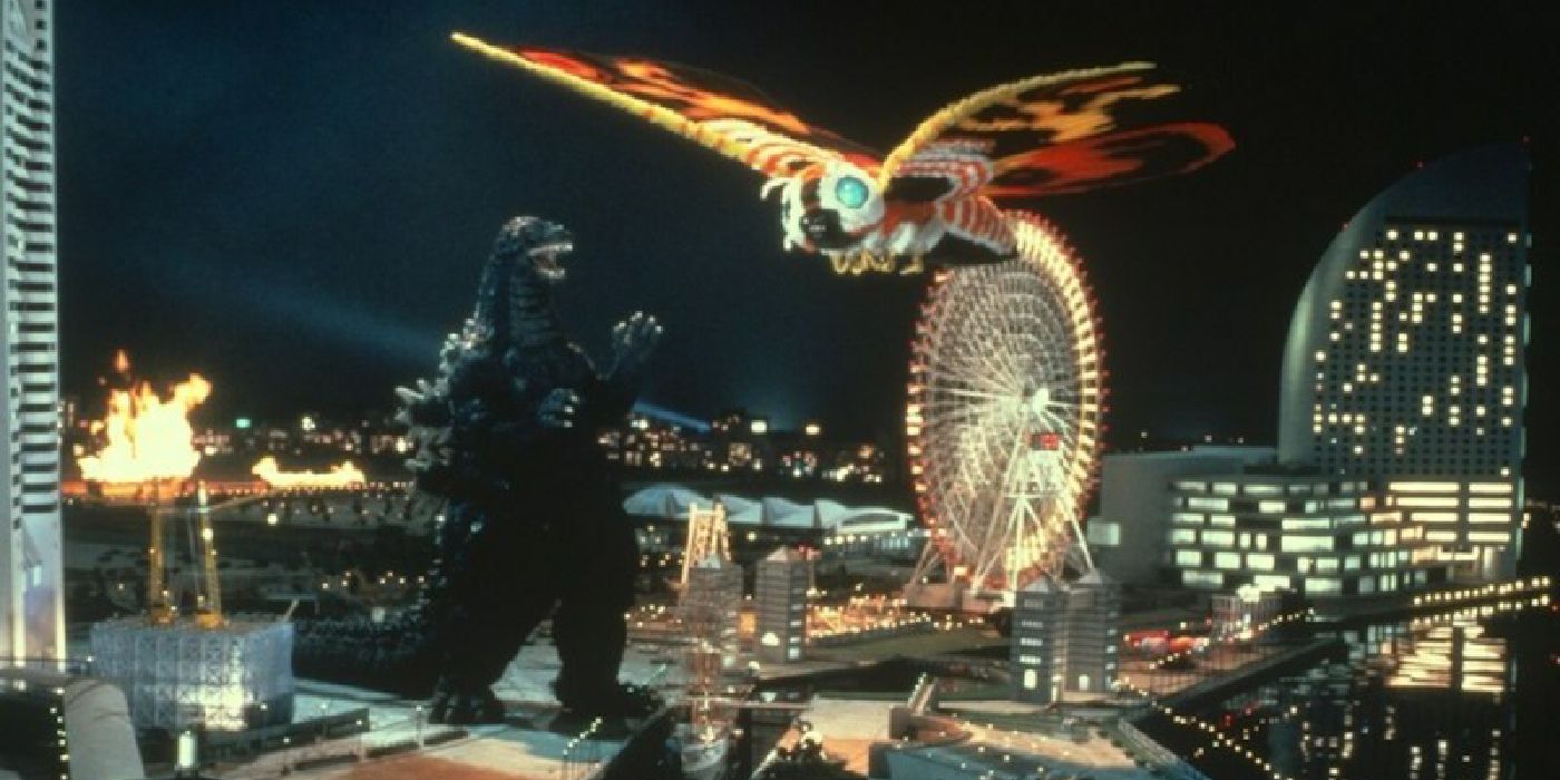 Gidzilla and Mothra fighting in Godzilla vs. Mothra