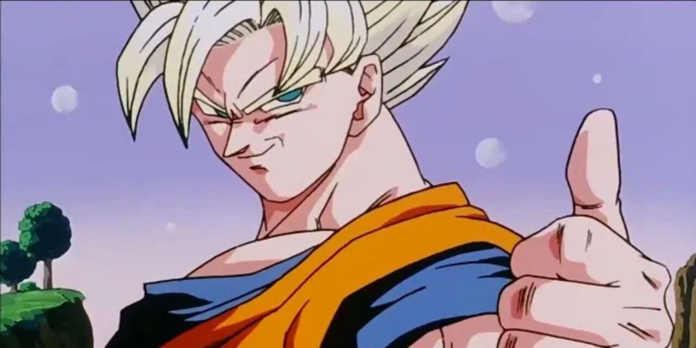 Goku smiling and giving a thumbs up in Dragon Ball Z