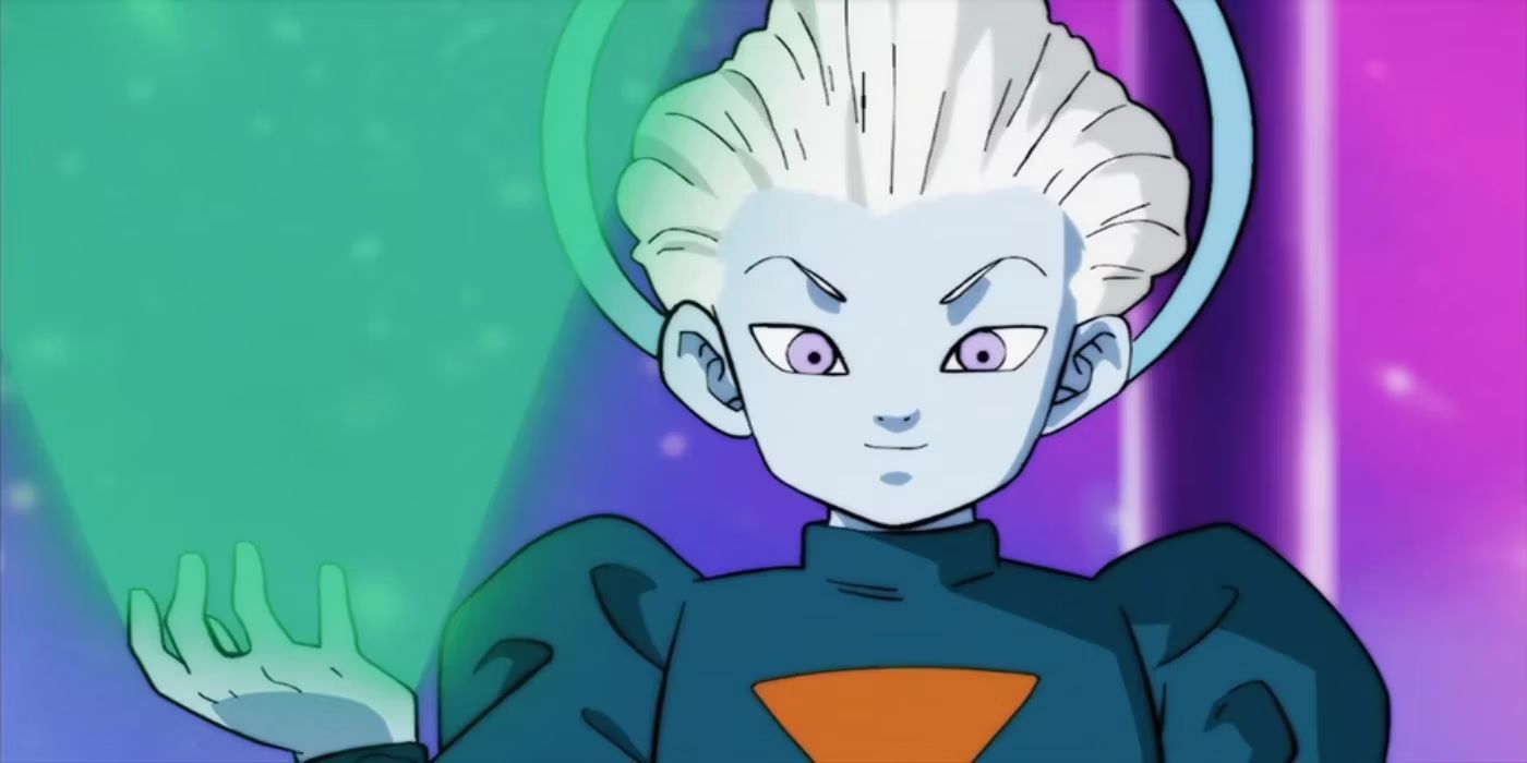 Grand Priest holding a hologram in Dragon Ball Super