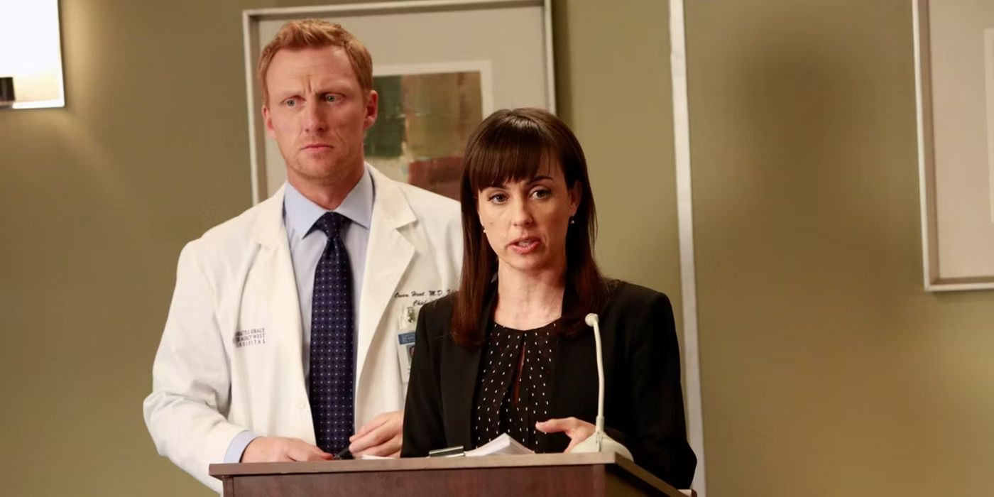 Kevin McKidd and Constance Zimmer in Grey's Anatomy as Owen Hunt and Alana Cahill