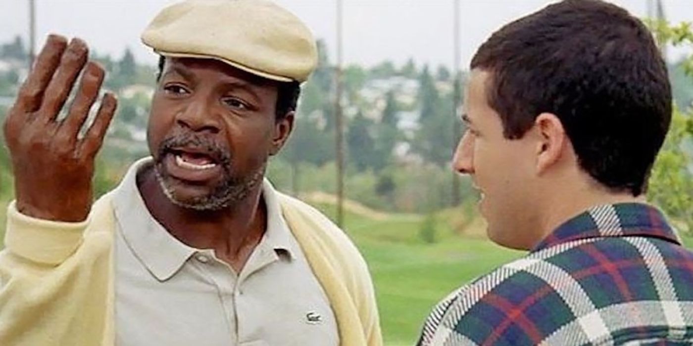 Chubbs showing Happy his fake hand in a scene from Happy Gilmore.