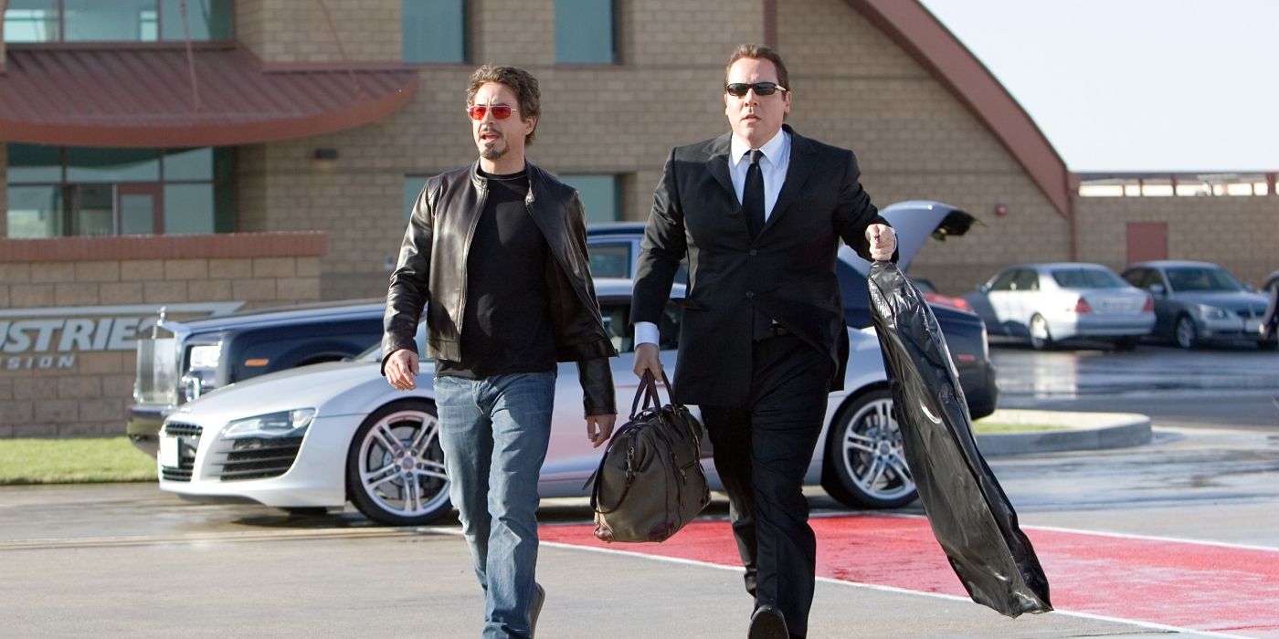 Robert Downey Jr. y Jon Favreau en Iron Man