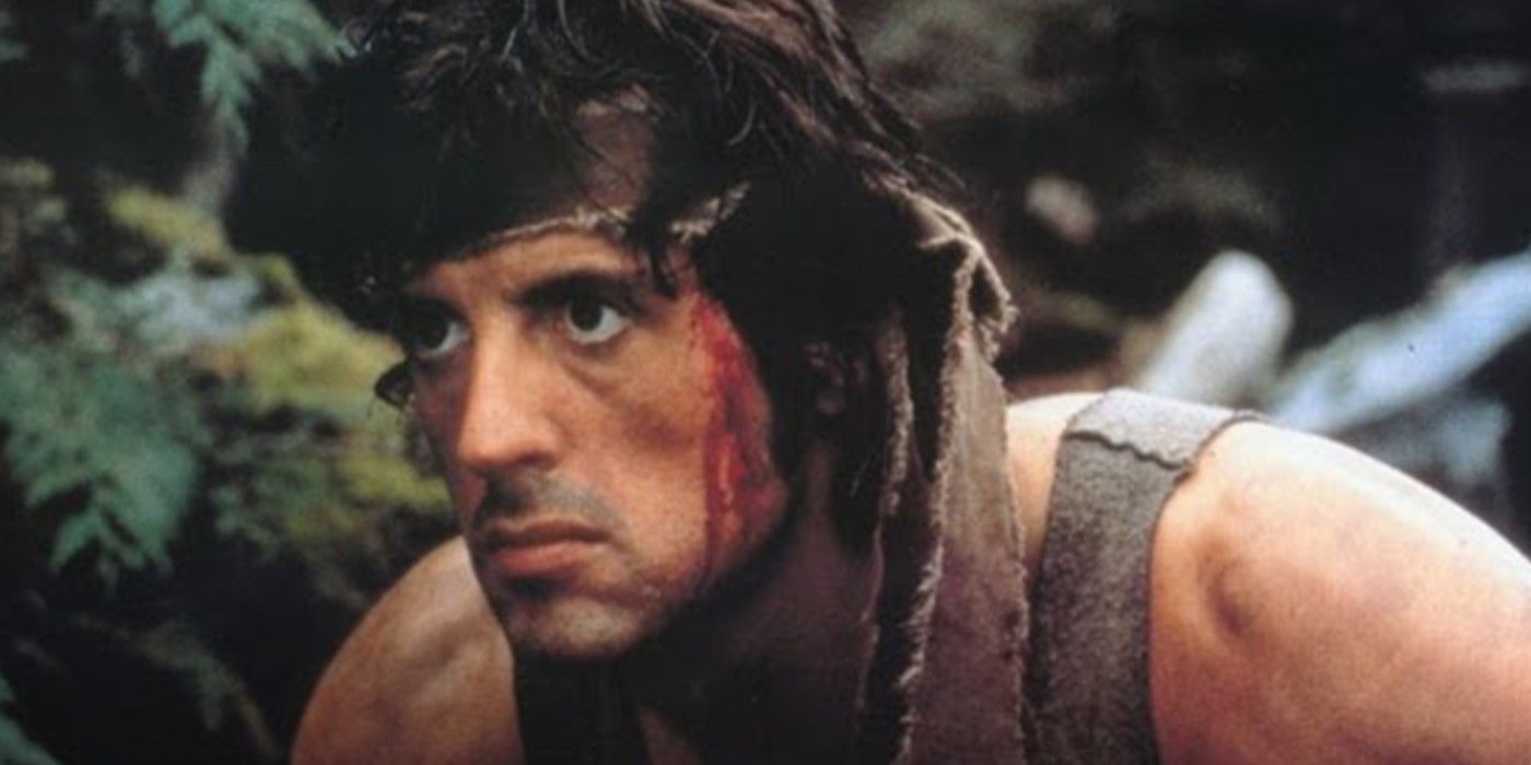 John Rambo (Sylvester Stallone) stalks his prey in 'First Blood'
