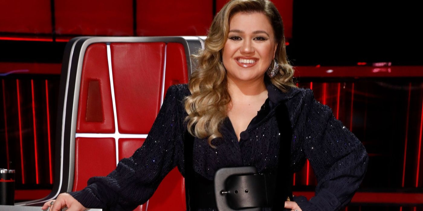 Kelly Clarkson on 'The Voice' smiling