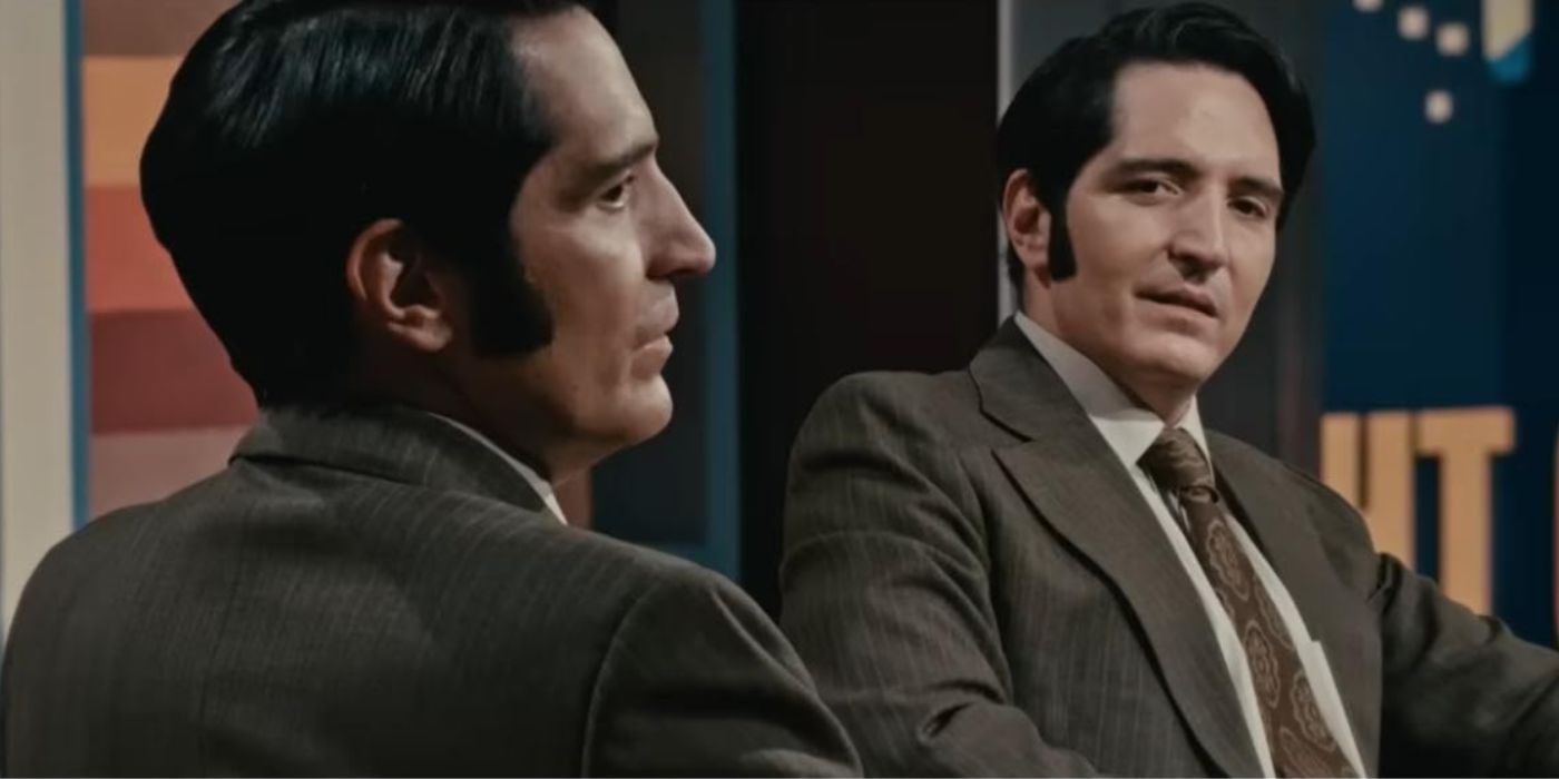 David Dastmalchian as two versions of Jack Delroy in Late Night with the Devil. 