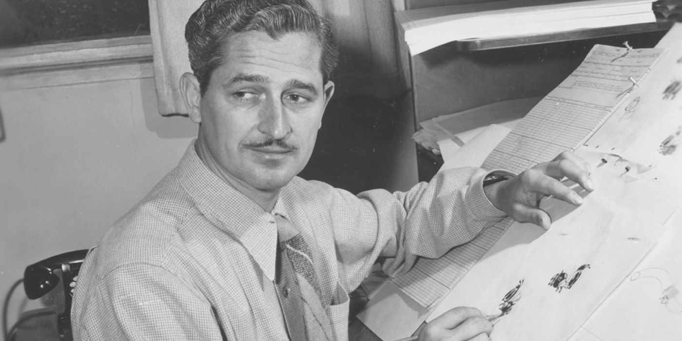 Les Clark at his animator desk