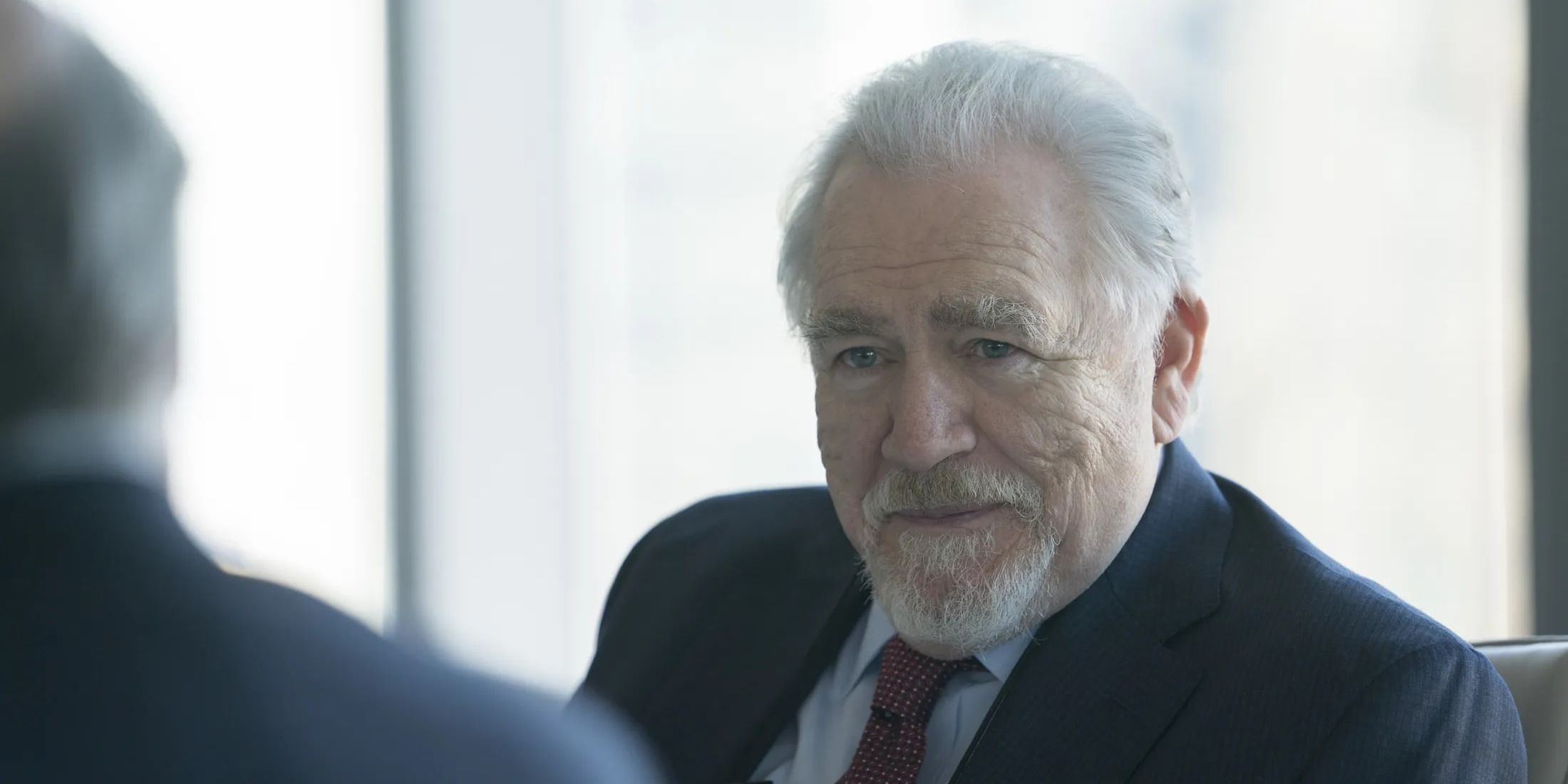 Logan Roy (Brian Cox) in the boardroom during the vote of no confidence in 'Succession' season 1 episode 6.